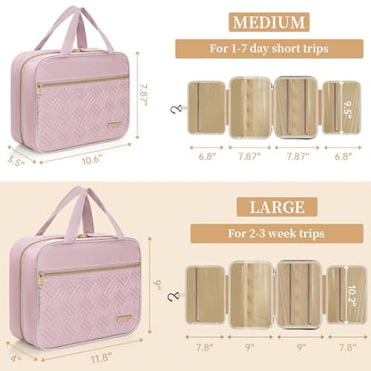 Hanging Travel Toiletry Bag Women & Men Water Resistant Makeup Bag - color: Pink, size: Large