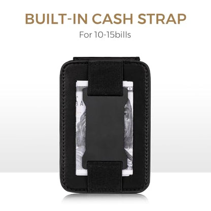 Zitahli Slim Wallet for Men with Pull-Up Tab & Cash Strap - Front Pocket Minimalist Easy Access Card Holder, RFID Blocking, Holds 8 Cards & 10-15 Bills
