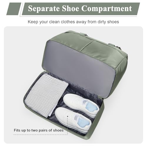 Travel Duffel Bag with Shoe Compartment,Overnight Weekender Bags for Women - color: Green