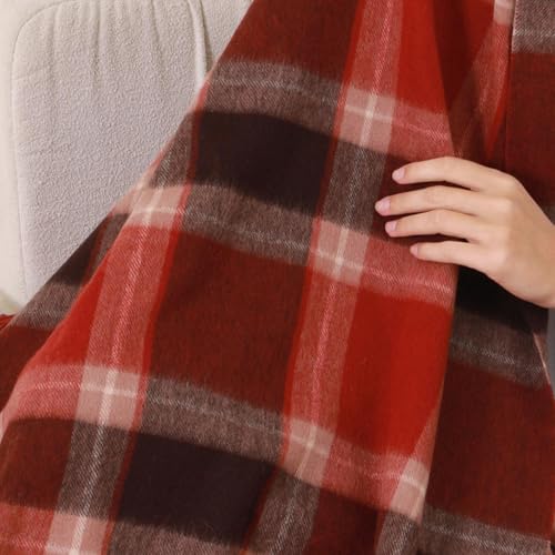 Soft Pure Wool Throw Blanket, Lightweight Warmth, Red, 55"x83" - color: Cherry Cocoa, size: Standard (1.5 lbs)