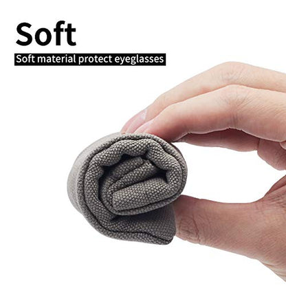 Face Shadow Double Glasses Case Soft Eyeglass Case For Women Men - color: Canvas Grey