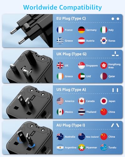 “Air” Universal Travel Adapter 2500W Max AC, Cover 200+ Countries - color: Black, size: A1R AC(NO USB)