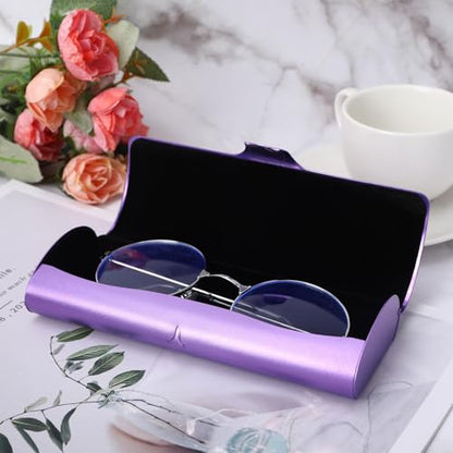 Hifot Aluminium Glasses Case, Slim Reading Glasses Case, Portable Travel Metal Eyeglass Spectacles Protection Hard Shell - color: Purple