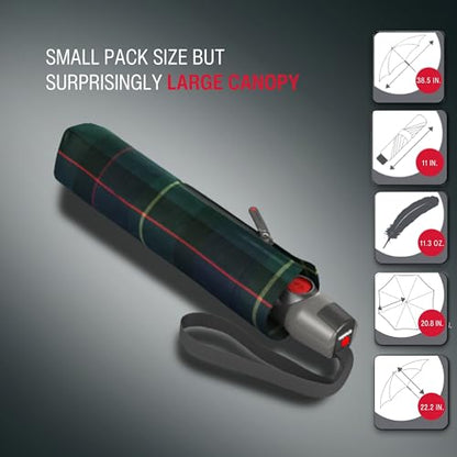 Knirps T.200 Medium Duomatic Umbrella, Check Hunter - color: Check Hunter