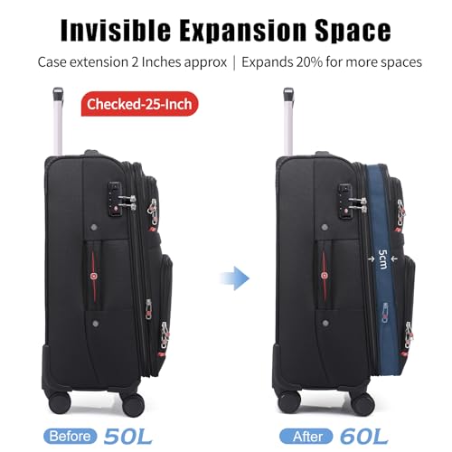 ROPLUS Softside Expandable Luggage with 4 Spinner Wheels, Durable Carry-On Luggage Suitcase (Gray, 2-Piece Set 21/25) - color: Gray, size: 2-Piece Set (21/25)