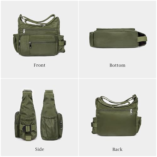 VOLGANIK ROCK RFID Anti Thief Crossbody Bag for Women Waterproof Shoulder Bag Messenger Bag Casual Nylon Purse Handbag - color: Army Green