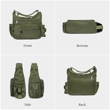 VOLGANIK ROCK RFID Anti Thief Crossbody Bag for Women Waterproof Shoulder Bag Messenger Bag Casual Nylon Purse Handbag - color: Army Green
