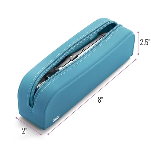 Mr. Pen- Silicone Pencil Case, Aesthetic Pencil Bag for Women, Makeup Pouch - color: Teal