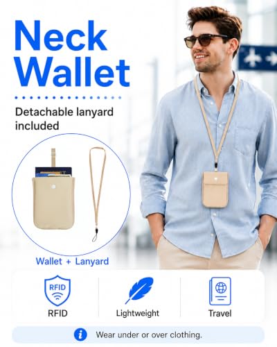 RFID-Blocking Travel Bra Wallet, Hidden Money Pouch with Elastic Strap - color: Nude, size: Passport Size
