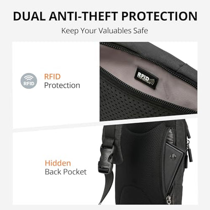 Swissdigital Design Crossbody Bag for Men, RFID Blocking Sling Bag with Adjustable Strap Use - color: Dark Grey
