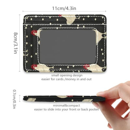 Bolaz Chicken Dot Mini Front Pocket Wallet Credit Card Holder Slim RFID Blocking Sleeves for Men Women Credit Card Protector - color: Chicken Dot