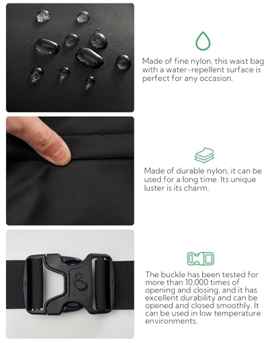 WATERFLY Fanny Pack Waist Bag: 2.5L Large 5 Zipper Pockets for Women Men - color: Black