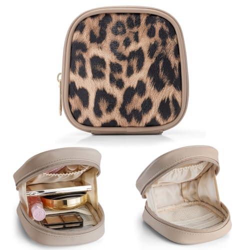 VLANDO Mini Makeup Bag for Purse,Slip-in Pocket,Leopard,Toffee - color: Mini-Leopard Toffee