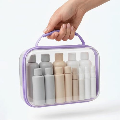Clear Hard Shell Zipper Organizer Cases, 3 Pack with Handles - color: Purple1