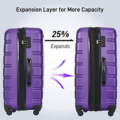 Merax Luggage Set 13 Piece 16 20 24 28 IN Suitcase with Bags,Purple - color: Purple(13 piece)