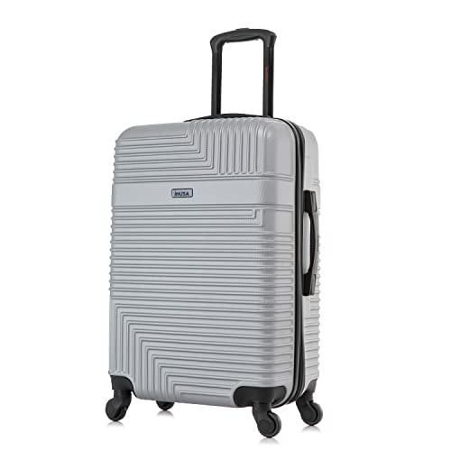 InUSA RESILIENCE Luggage with Spinner Wheels | Durable Lightweight Hardside Suitcase, Spacious Travel Bag with Handle and Trolley | 24-Inch Medium Checked Luggage | Silver - color: Silver, size: 24 Inch
