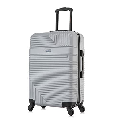 InUSA RESILIENCE Luggage with Spinner Wheels | Durable Lightweight Hardside Suitcase, Spacious Travel Bag with Handle and Trolley | 24-Inch Medium Checked Luggage | Silver - color: Silver, size: 24 Inch