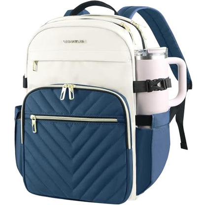 VANKEAN 15.6 Inch Laptop Backpack for Women Large Capacity - color: Beige-haze Blue, size: 15.6 Inch