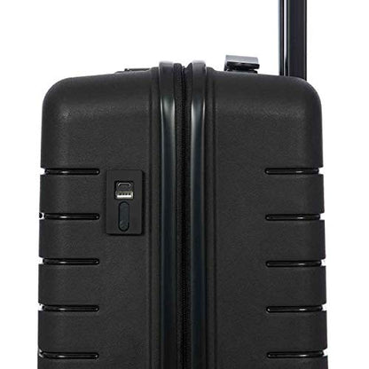 Bric's B|Y Ulisse Carry-On Luggage with Spinner Wheels – Airline Approved Hard Shell Suitcase, TSA Combination Lock & USB Port - Removeable Wash Bag Included - 21 Inch, Black - color: Black, size: Carry-on without front pocket
