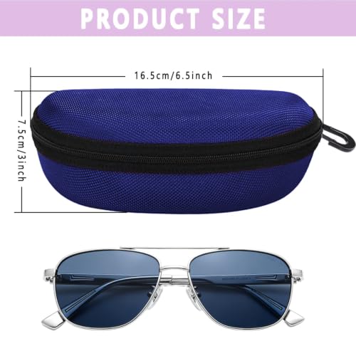3pcs Sunglasses Case Box, Travel Zipper Hard Shell Eyeglasses Case Scratch Resistant Glasses Hook Glasses Organiser - color: Blue Orange Rose