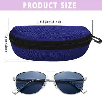 3pcs Sunglasses Case Box, Travel Zipper Hard Shell Eyeglasses Case Scratch Resistant Glasses Hook Glasses Organiser - color: Blue Orange Rose
