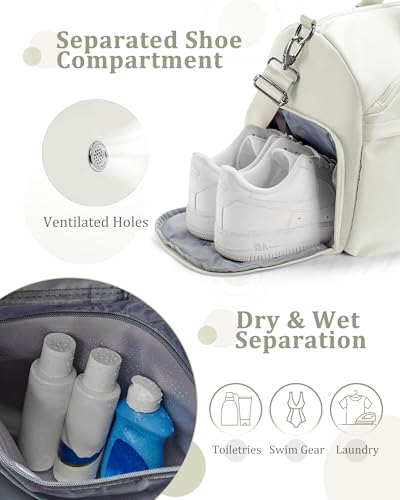 Gym Bag with Shoe Compartment Weekend Personal Item Travel Bags Beige - color: D5-Beige