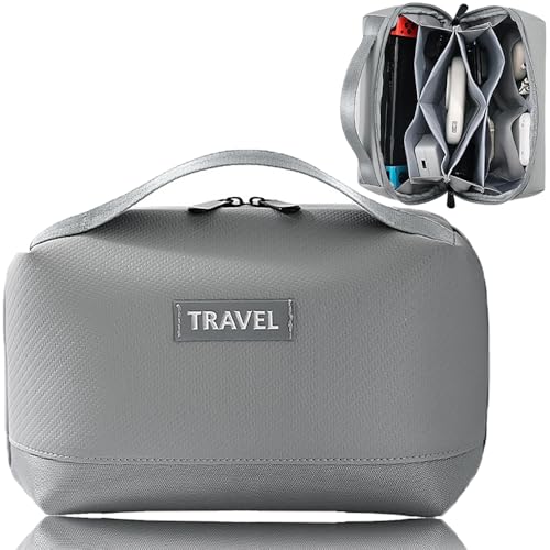 Electronic Organizer Accessory Cable Organiser Bag Water-Resistant Travel Essentials Tech Pouch for Charger, Cables, Hard Drive, Power Bank, Memory Card (Grey) - color: Grey