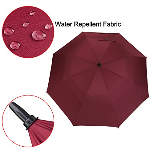 G4Free 47/54/62/68/72 Inch Golf Umbrella Windproof Auto Open Large Umbrella - color: Wine Red, size: 62 inch