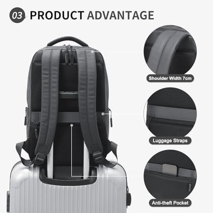 20L 15.6 Inch Laptop Backpack Anti Theft Flight Approved Gray - color: Gray
