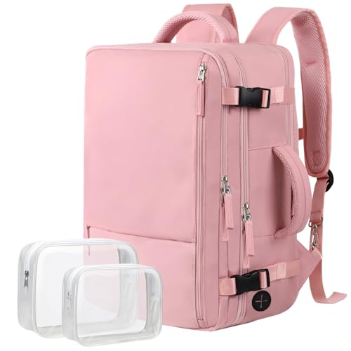 Hanples Travel Backpack for Women, 17 Inch Waterproof Laptop Backpack - color: Pink