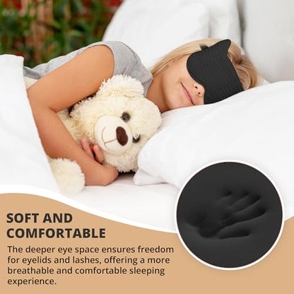 Kids Sleep Mask for Sleeping, Soft 3D Contoured Eye Mask for Kids - color: Black-kids