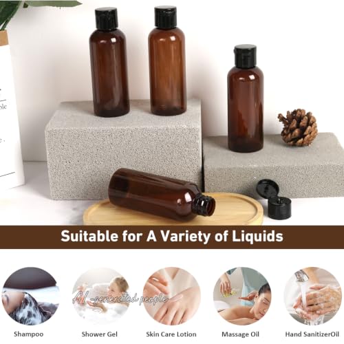 10 Pack 3.4oz Pre-print Brown Travel Bottles for Toiletries - color: C-Amber