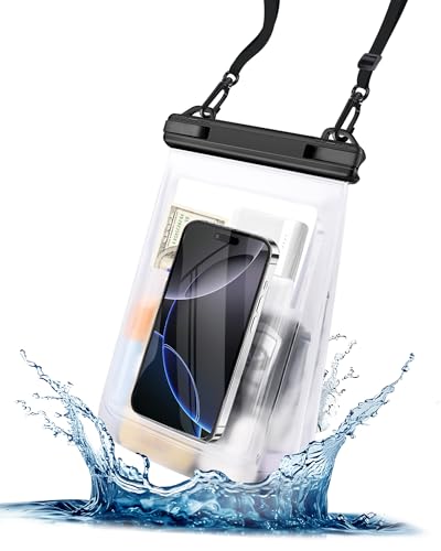 PEDVSTY IPX8 Floating Waterproof Phone Pouch, Extra Large Size - color: Clear White, size: Extra Large (Up to 10.5")