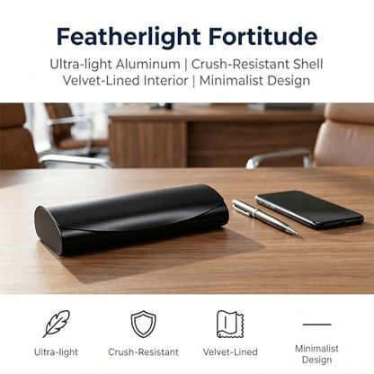 Philley Aluminum Ultra-Light Eyeglasses Slim Reading Glasses Case - color: B-black