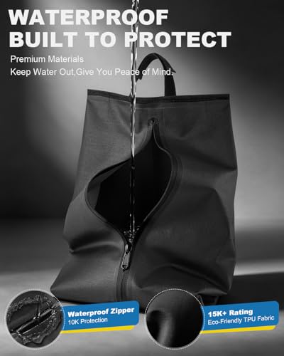 Julai Waterproof Shoe Bags for Travel, Organizer for Soccer Cleat Golf Gym - color: Black