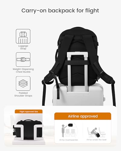 LOVEVOOK 40L Travel Backpack for Women, Airline Approved Carry On Backpack - color: Black, size: 40L-4PCS