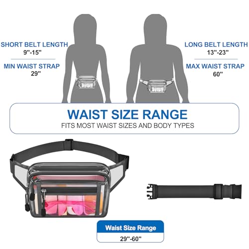 USPECLARE Clear Fanny Pack Stadium Approved Large Multi-Purpose Waist Bag - color: Charcoal-Gray, style: 1-pack-pvc