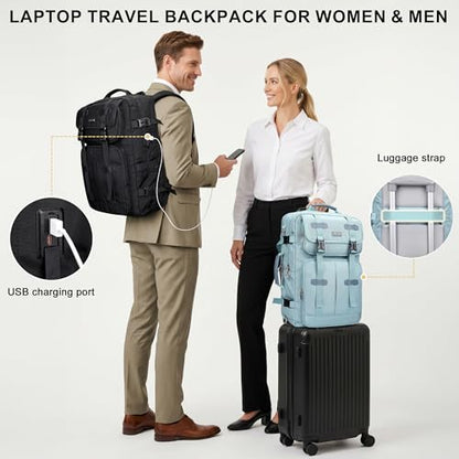 PIJUSHI Travel Backpack Carry On Backpack for Airplanes 35L Fits 16" Laptop - color: Teal Blue