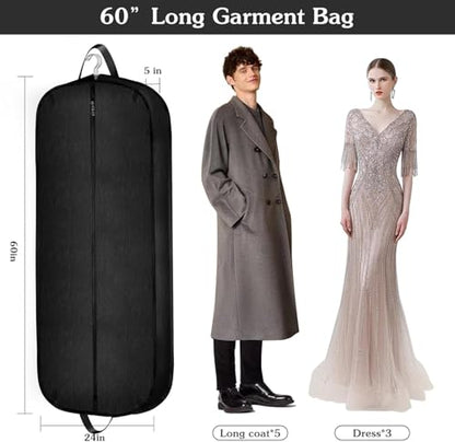 Limoomil 60" 2‑Pack Heavy‑Duty Garment Bag, Wedding & Gown Cover, Darkgrey - color: 2 Packs, size: 60" x 24" x 5"