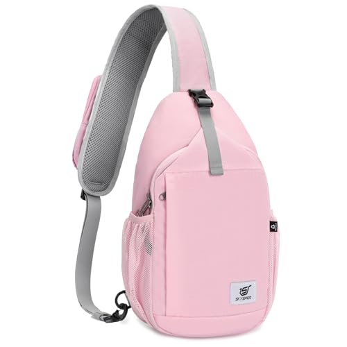 SKYSPER Sling Bag RFID Cross Body Bag Recycled Crossbody Backpack Travel Daypack - color: Pink