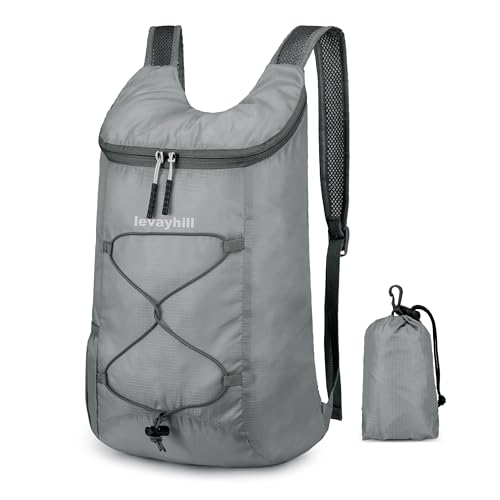 levayhill 16L Foldable Hiking Backpack,Small Packable Daypack, Gray - color: Gray