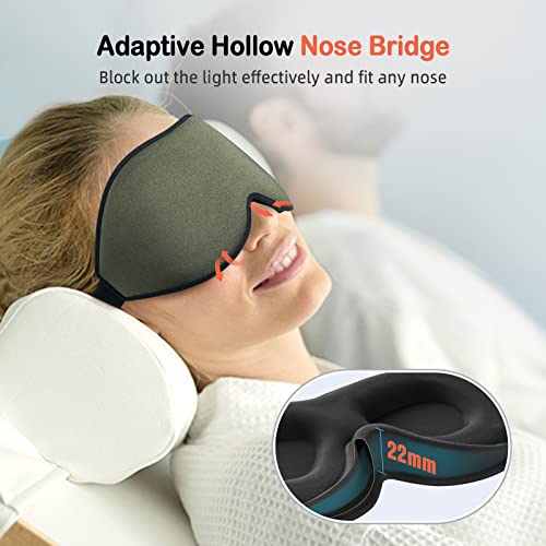 LitBear Sleep Mask for Side Sleeper Women Men, Eye Mask for Sleeping - color: Olive Green