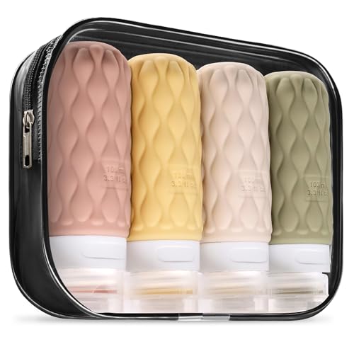 3.4oz Silicone Travel Bottles for Toiletries Refillable Liquid Accessories - color: Creamy Candy-3.4oz