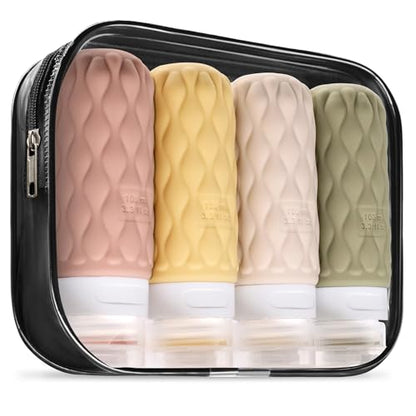 3.4oz Silicone Travel Bottles for Toiletries Refillable Liquid Accessories - color: Creamy Candy-3.4oz