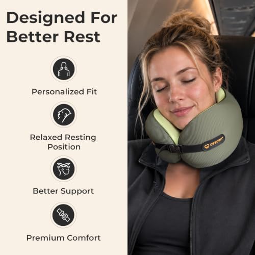 Ergonomic Travel Neck Pillow for Airplanes & Cars, Medium - size: Medium (Neck Size: 12.8"-14.3")
