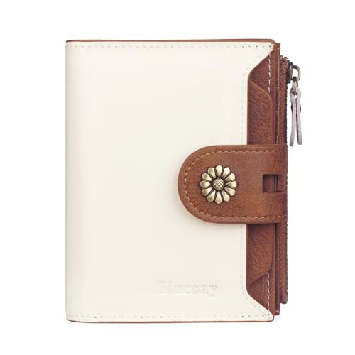 Wallet Women,RFID Blocking Leather Womens Wallet Bifold Compact Card Holder Small Wallet for Women with Removable ID Window(Whitebrown) - color: b-whitebrown