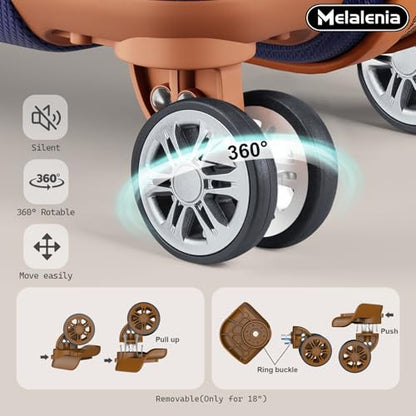 Melalenia Luggage Sets 7 Piece Hard Shell Carry on Suitcase with Spinner Wheels and TSA Lock, Lightweight Travel Duffel Bag for Women, Men, Navy Brown - color: Navy Brown, size: 7 Piece Set(DB/TB)