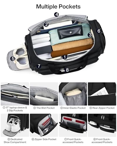 MILADA Carry On Luggage Bags for Travel Foldable Personal Item Travel Bag - color: Black, size: Carry On 21.5 inch