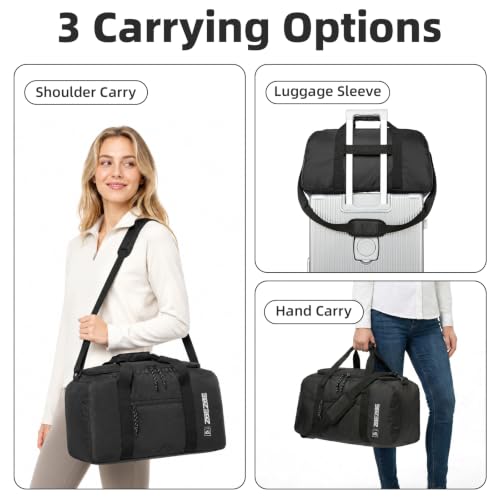 Foldable Travel Duffel Bag 65L, Large Capacity Bag for Trips - color: black, size: 65L