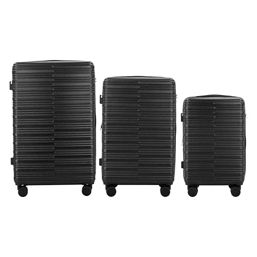 IZOD Romeo 3 Piece Hardside Expandable Luggage Set with Spinner Wheels - color: Black, size: 3 Piece Set